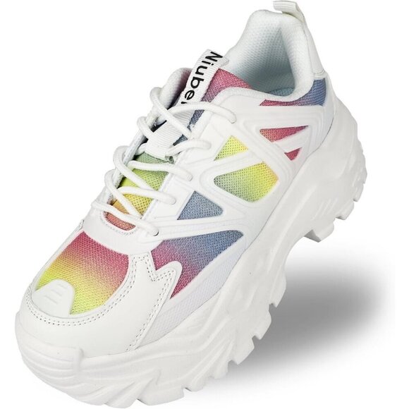 Niluber Walking Shoes Women Size(7-11) Rainbow KPU Fashion Tennis Shoes. - Picture 1 of 7